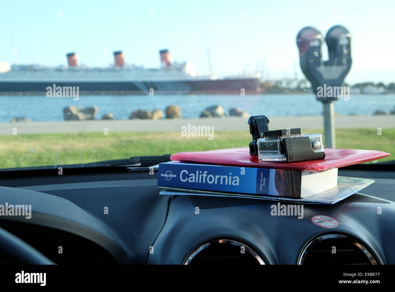 Anleitung Dashboard auf Roadtrip in Long Beach, California Stockfoto