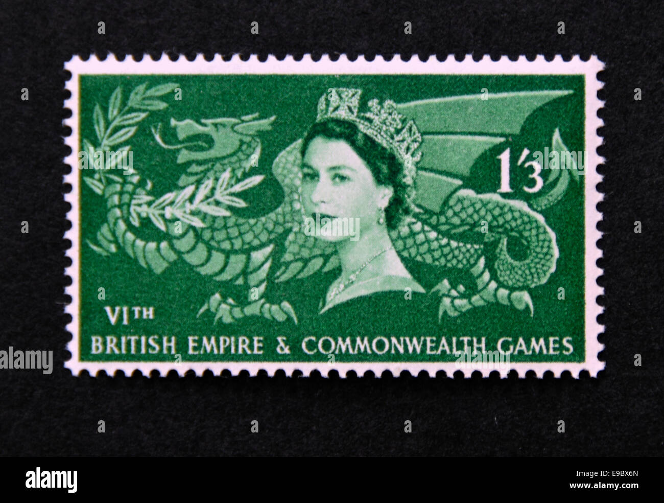 Briefmarke. Great Britain. Königin Elizabeth II.  VIth.British Empire & Commonwealth Games. 1958. Stockfoto