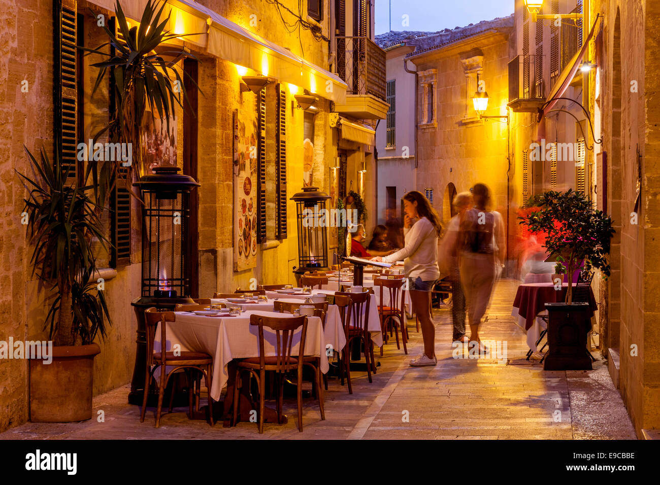Restaurant, Altstadt Alcudia, Mallorca - Spanien Stockfoto