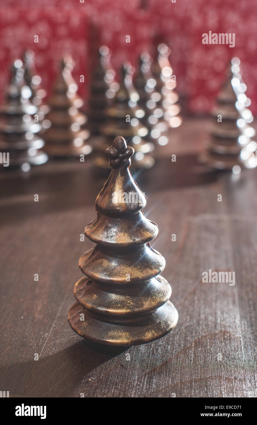 Schokolade Weihnachtsbäume. Braune Schokolade Stockfoto
