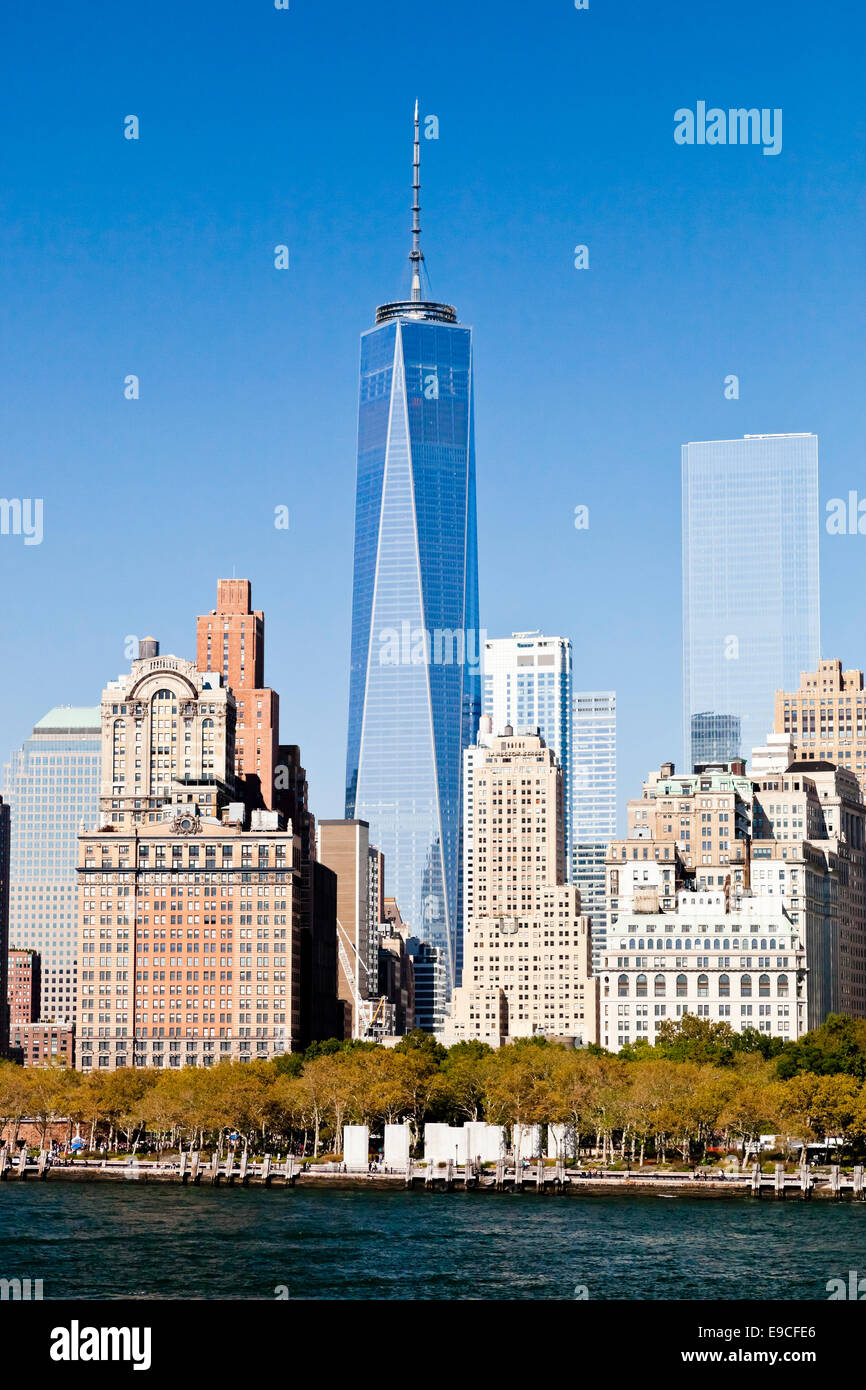 Die Skyline von New York am Nachmittag w der Freedom Tower 2014 Stockfoto