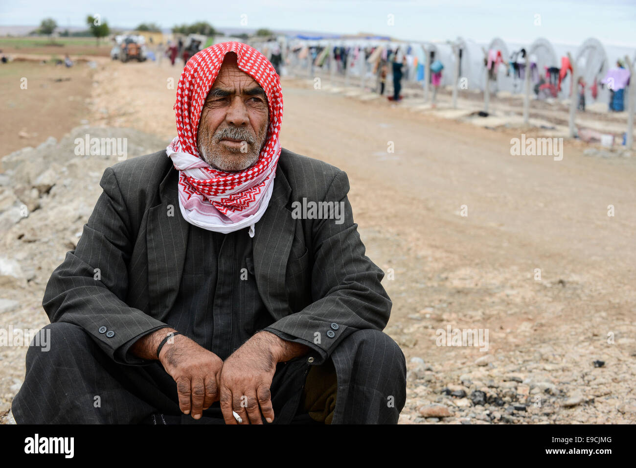Türkei, Suruc, belagert 10 km entfernt von der syrischen Grenze und vom islamischen Staat IS Stadt Kobani, syrische Flüchtlinge aus Kobane im Lager Stockfoto