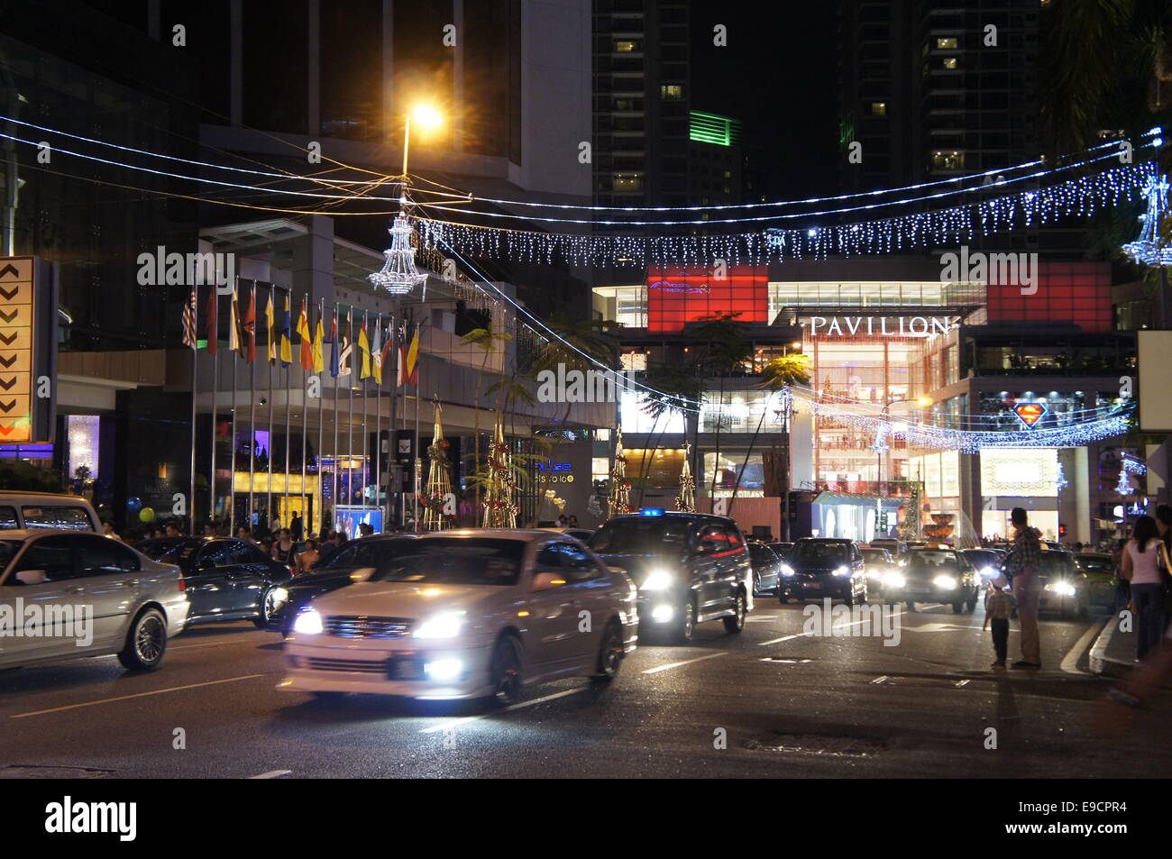 Festliche Weihnachtsstimmung in Bukit Bintang, Kuala Lumpur, Malaysia Stockfoto