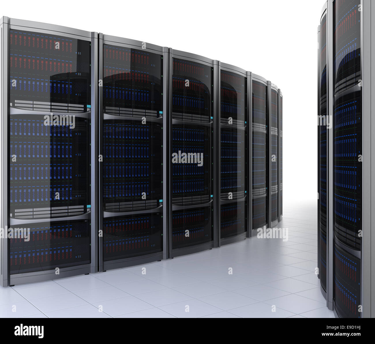 Reihe von Servern im Rechenzentrum mit einfachen Hintergrund Stockfoto