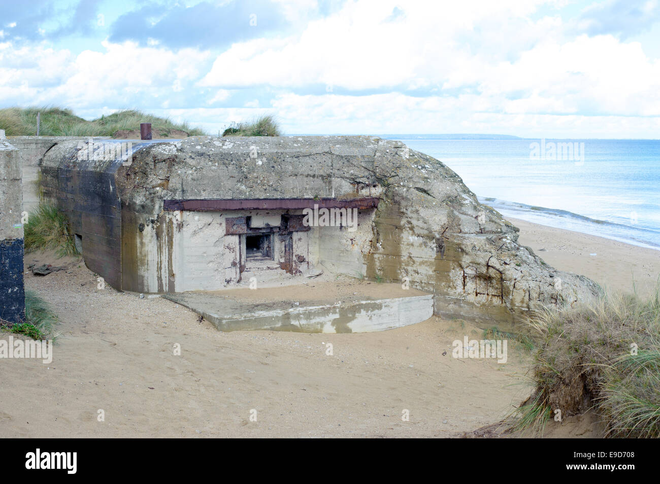 Deutschland Bunker WW2, Utah Beach ist eines der fünf Strände der Landung in der Normandie am 6. Juni 1944, während des zweiten Weltkriegs. Stockfoto