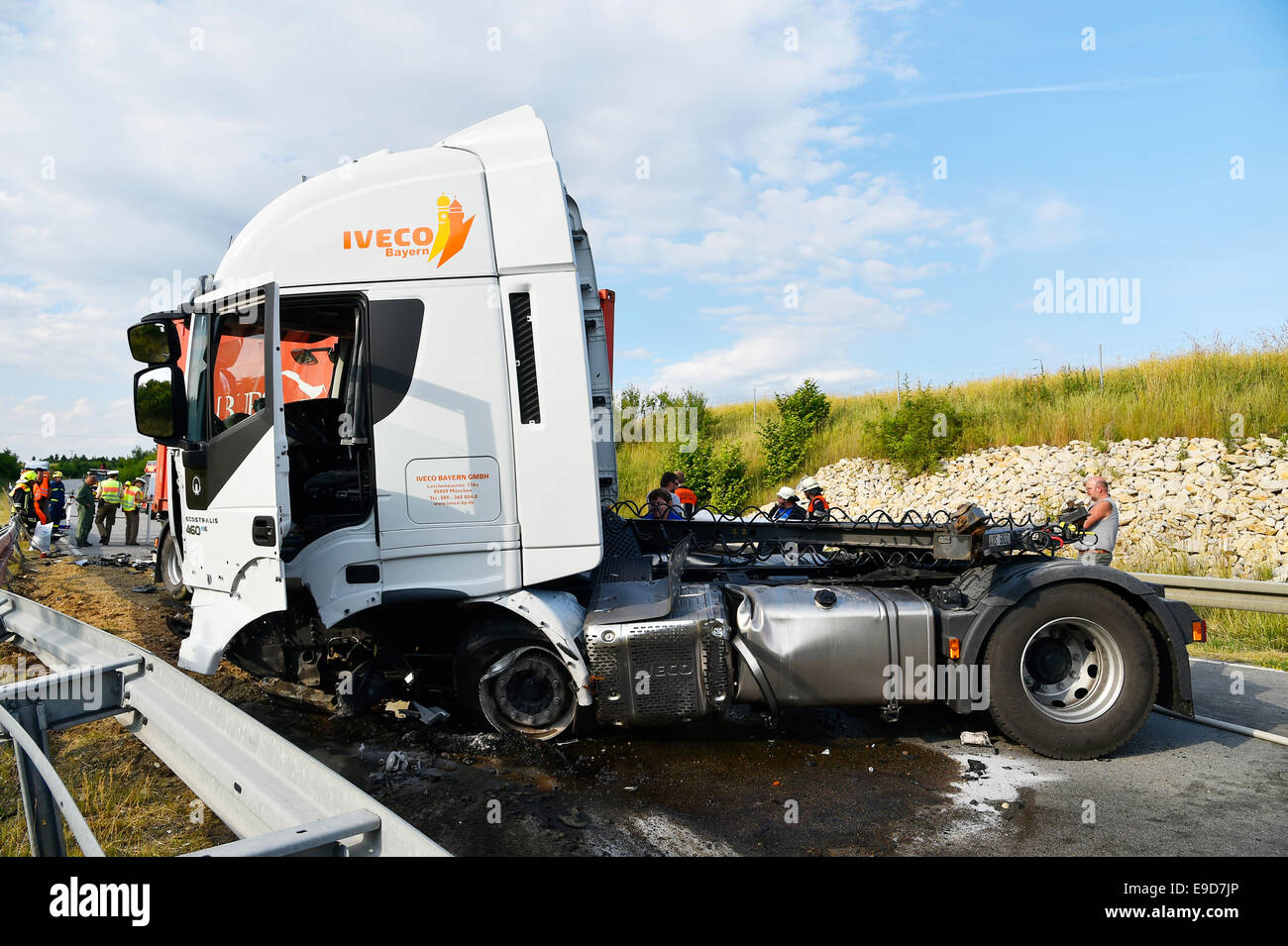 Verkehrsunfall, Audi A3, LKW, frontalen Zusammenstoß, FTO, SS ST 2580 In Oberneuching, Erding, Markt Schwaben, Bayern, Stockfoto