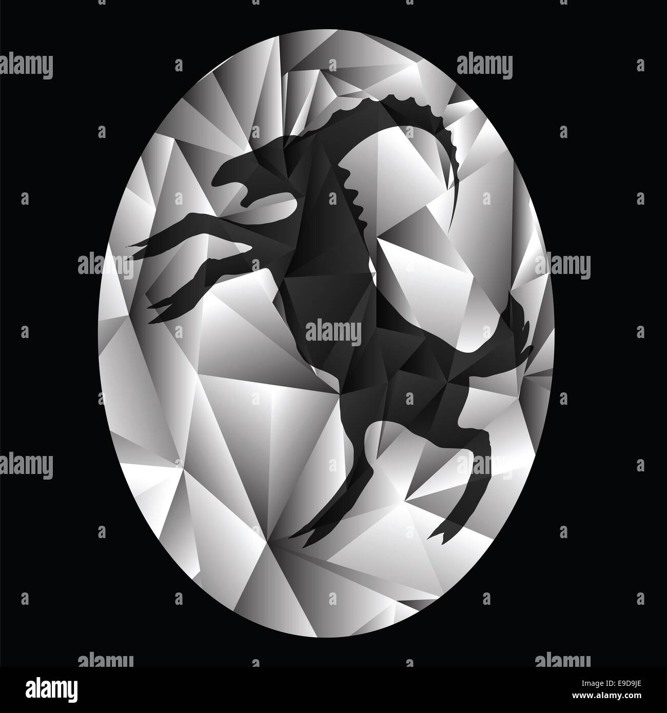 Abbildung mit Symbol der Ram auf einem schwarzen Hintergrund Stockfoto
