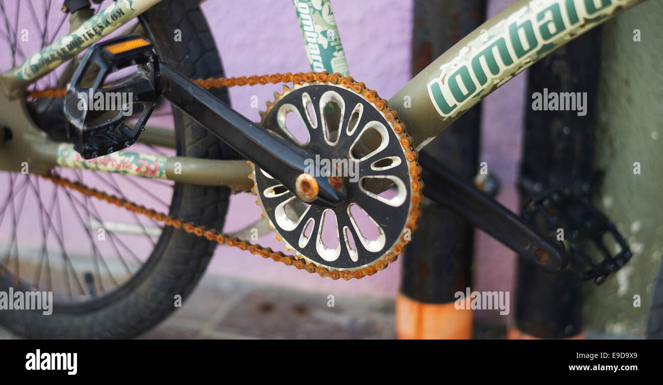 Rostigen Fahrrad-Kette Stockfoto