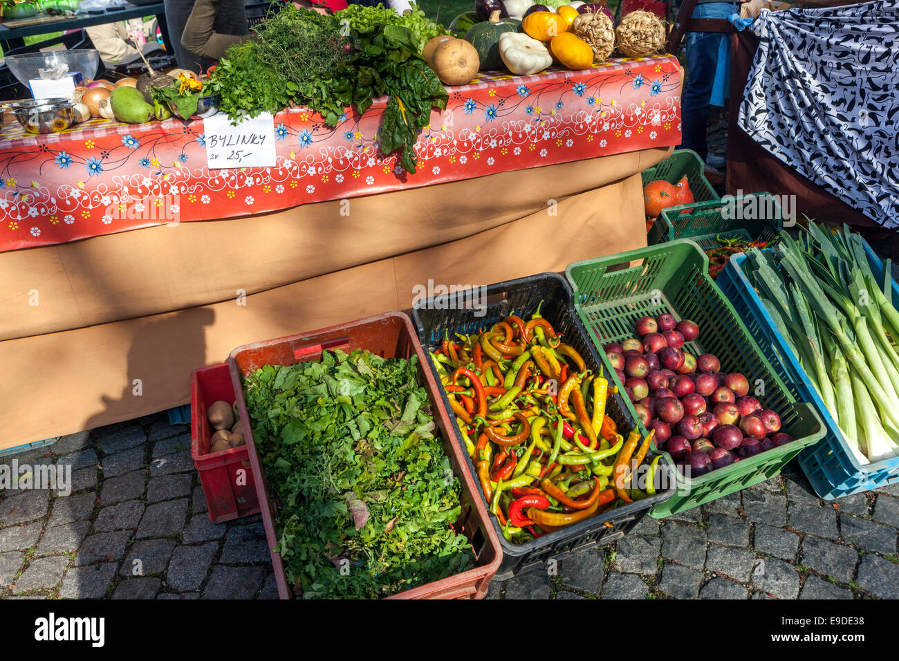 Produkte auf Farmers Market in Prag in der Tschechischen Republik Stockfoto