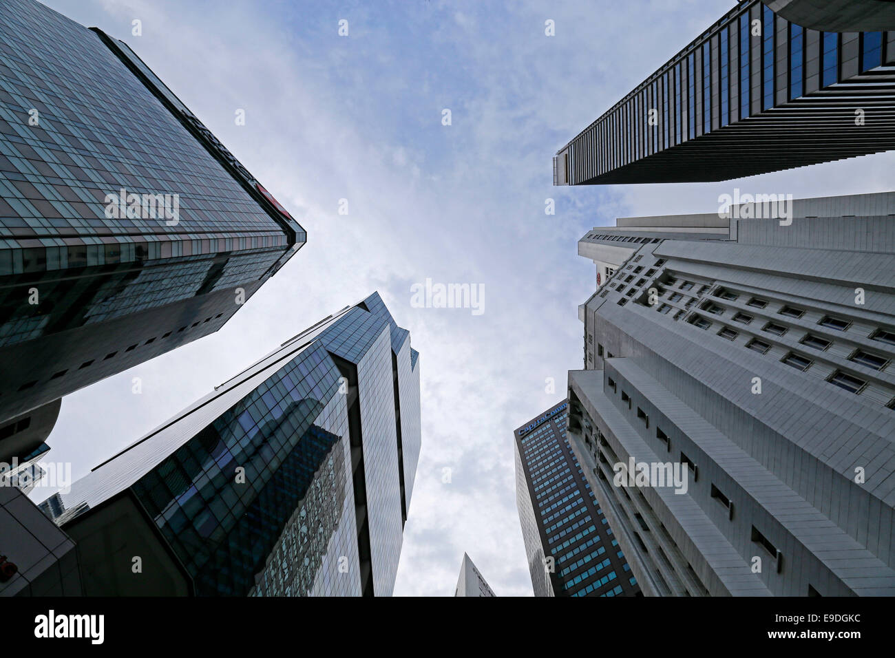 Hochhäuser am Raffles Place in the Financial District in Singapur Stockfoto