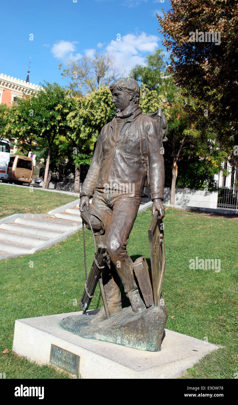 Bronze-Skulptur des Künstlers auf dem Gelände des Madrider Prado-Museum Stockfoto