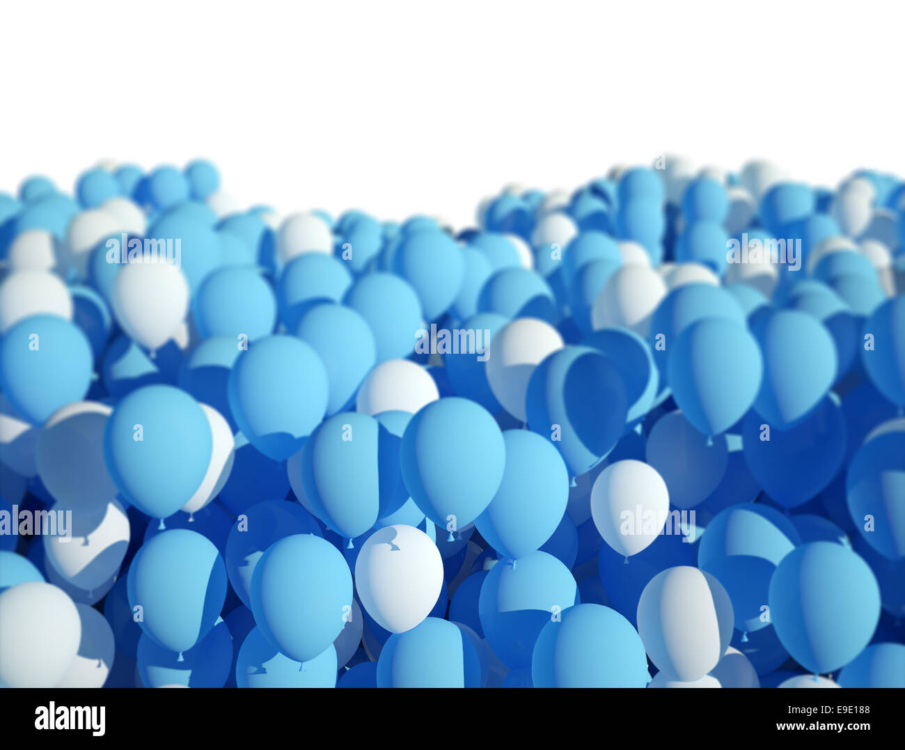 Blau-weiße Party Luftballons design Hintergrund Stockfoto
