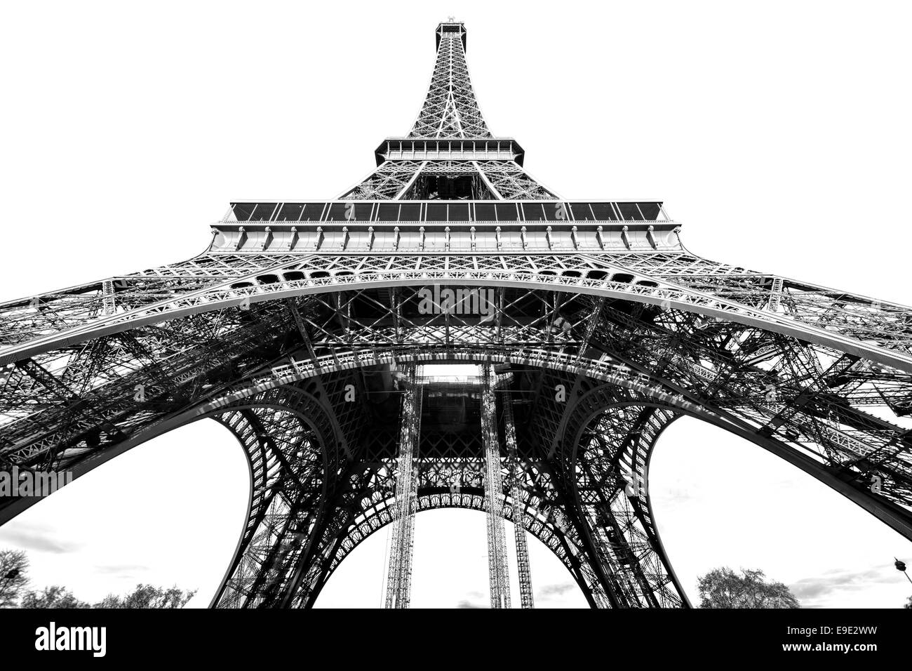 Blick auf den Eiffelturm bei Sonnenaufgang, Paris. Stockfoto