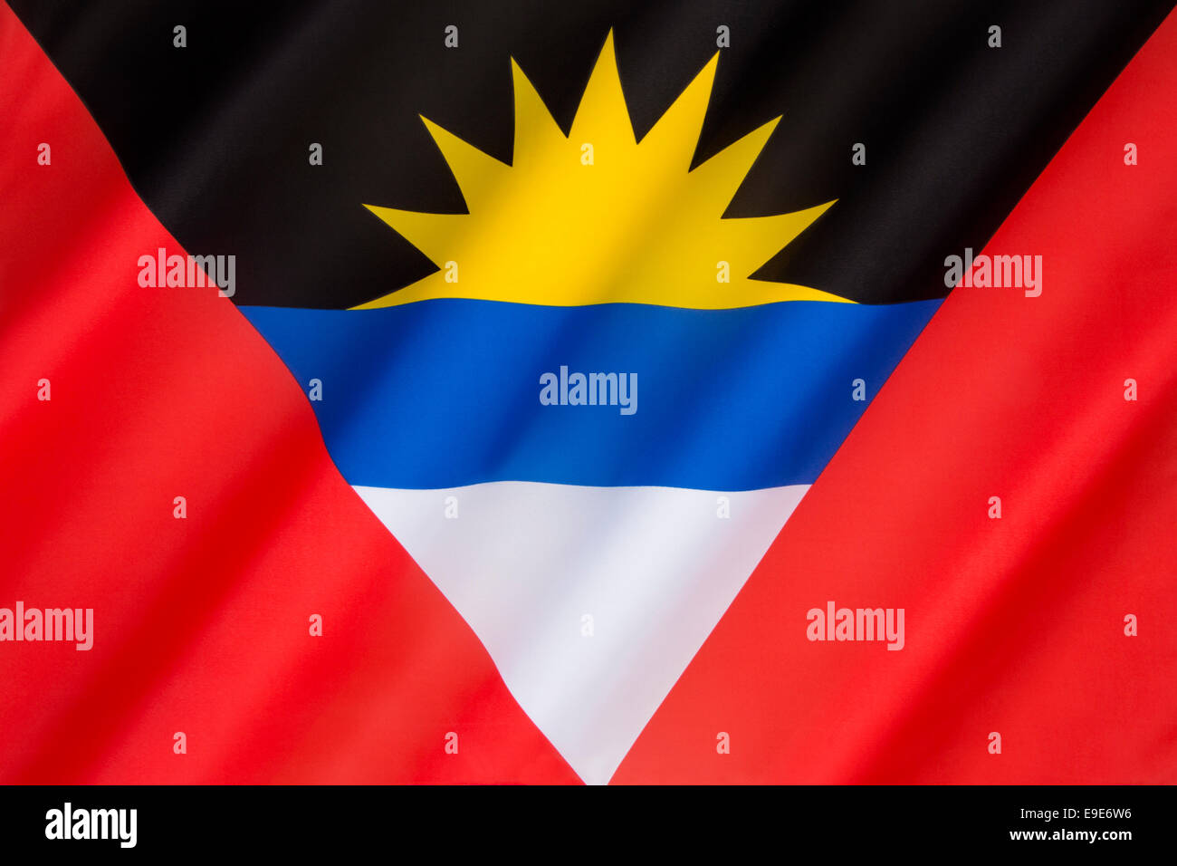 Die nationale Flagge von Antigua und Barbuda Stockfoto