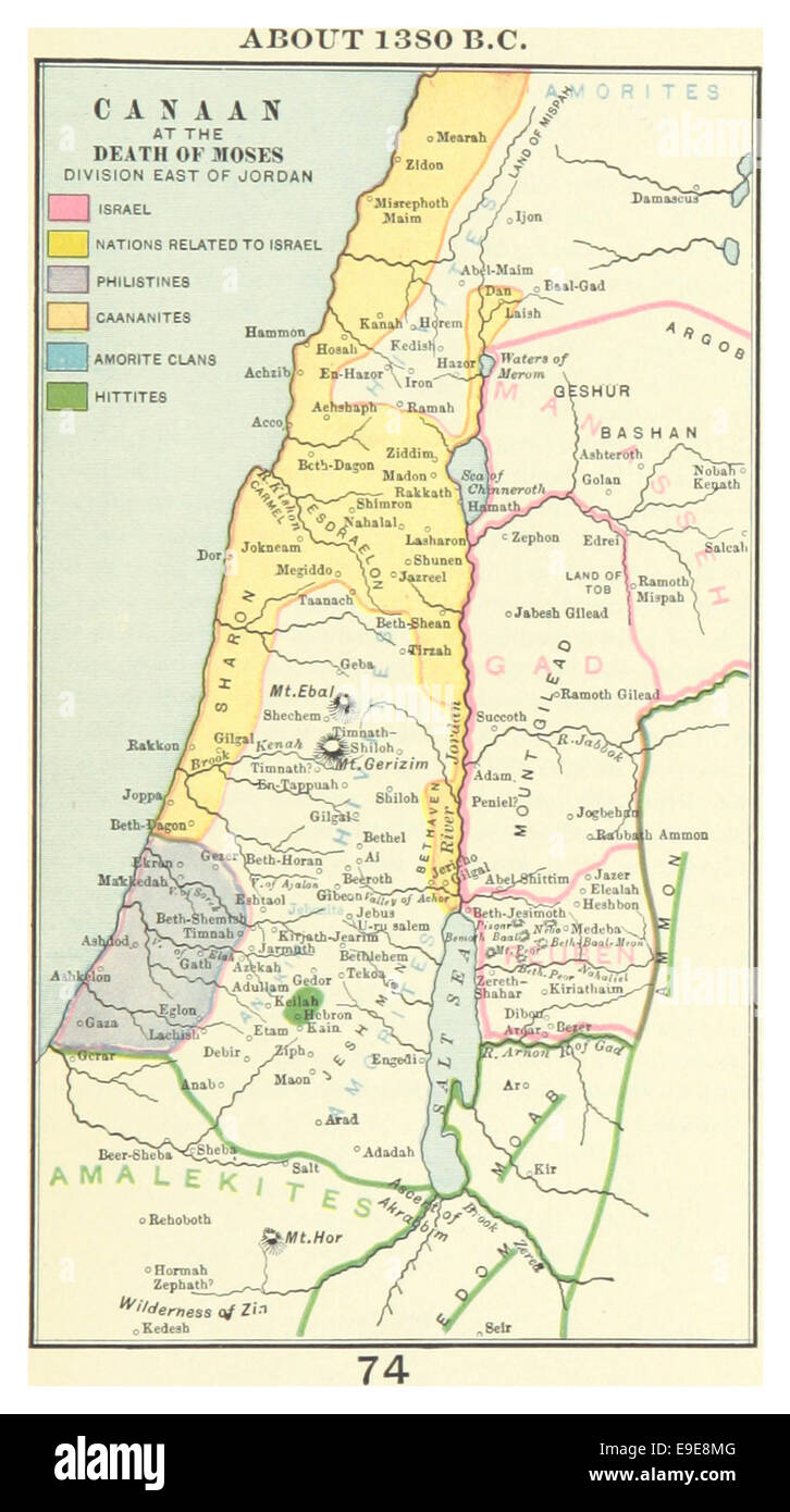 Seite 063 von *Maccoun (1899)* erforscht den historischen Kontext Kanaans um 138 v. Chr. während der Zeit von Moses' Tod und wirft Licht auf die Geschichte und biblische Bedeutung der Region. Stockfoto