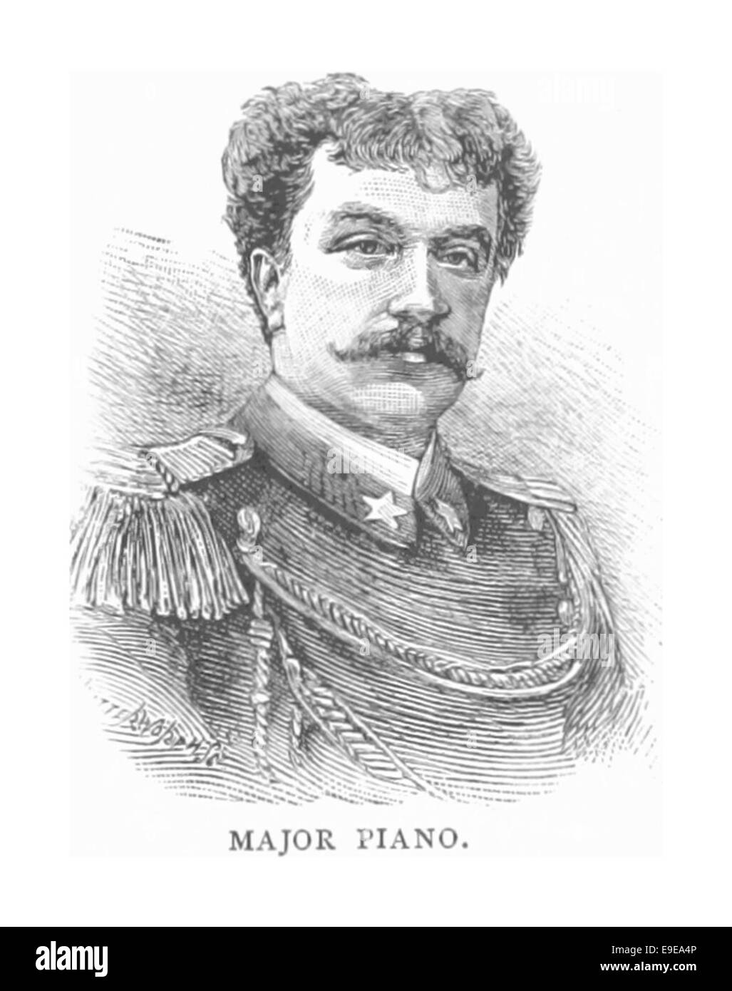 Dieser Titel bezieht sich auf ein Individuum, 'Major Piano'. Es ist kein weiterer Kontext verfügbar, aber er kann eine prominente oder historische Figur, einen Militärführer oder eine Figur aus einer bestimmten Zeit oder Arbeit darstellen. Stockfoto