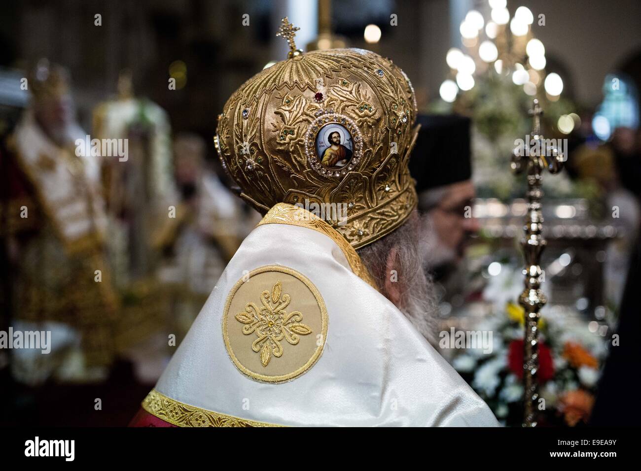 Thessaloniki, Griechenland. 26. Oktober 2014. Verherrlichung Zeremonie in der Kirche Saint Demetrius der Patron Saint of Thessaloniki, Griechenland am 26. Oktober 2014. Bildnachweis: Konstantinos Tsakalidis/Alamy Live-Nachrichten Stockfoto