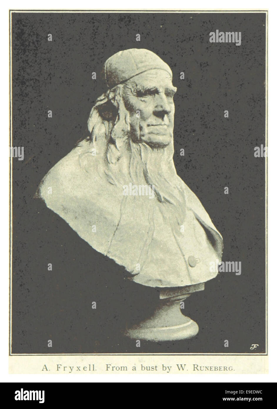 Diese 1894 von Mechelin gefertigte Illustration zeigt A. Fryxell, eine historische Figur, die seine Bedeutung in der europäischen Geschichte des 19. Jahrhunderts und seine Beiträge zu dieser Zeit zeigt. Stockfoto