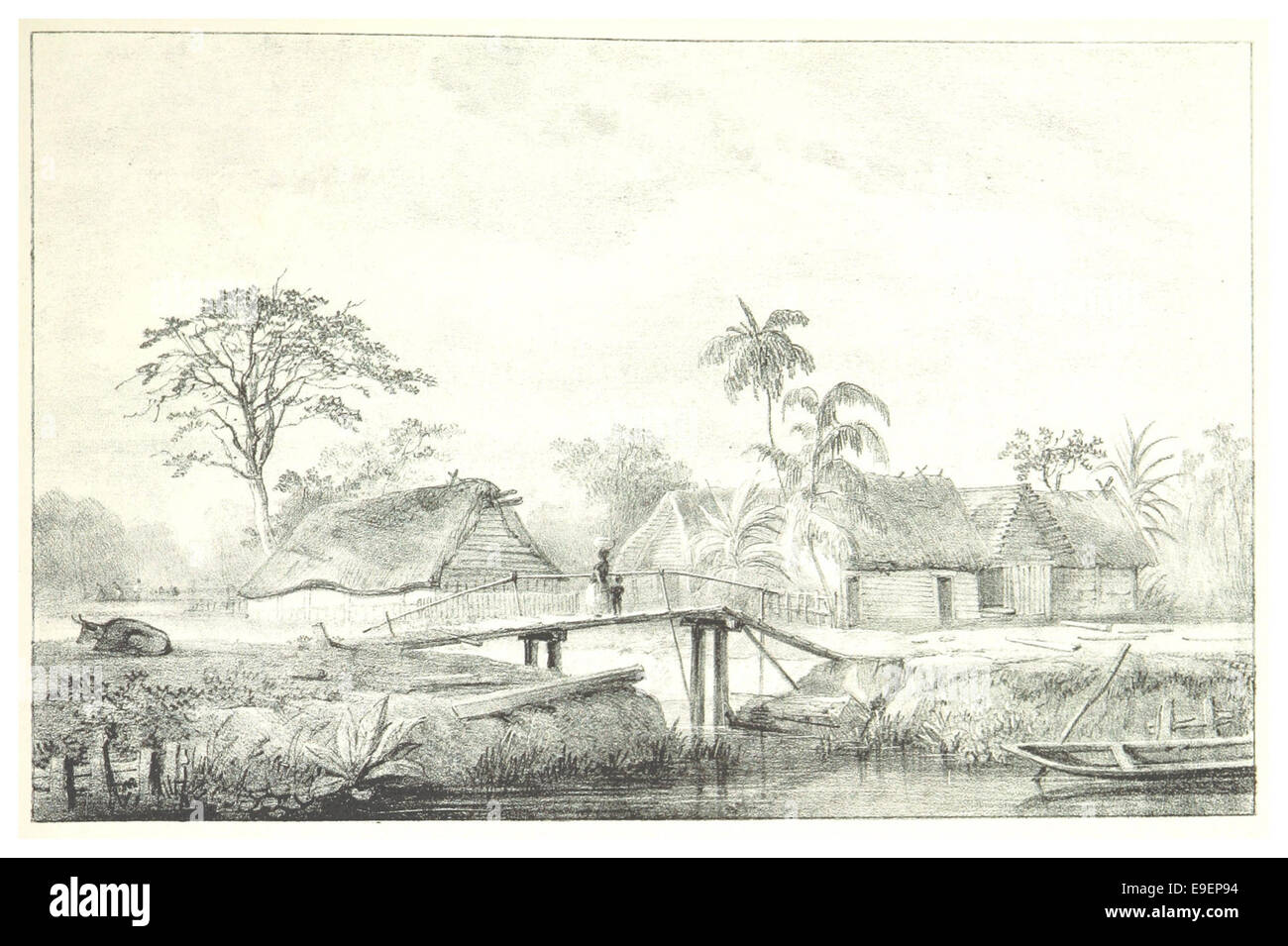 Eine Illustration eines Pflanzenhauses (Plantagenhaus), wie sie in der Sammlung SR205o dargestellt ist und die Struktur und das Design zeigt, die typisch für Plantagenhäuser aus dieser Zeit sind. Stockfoto