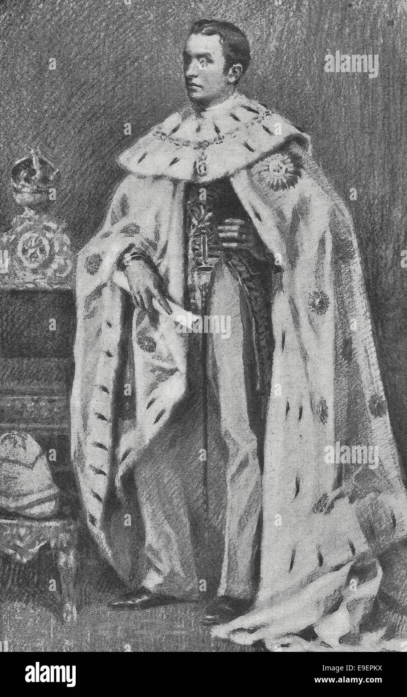 Seine Exzellenz der Recht Honourable The Lord Cuzon Kedleston, Vizekönig und Generalgouverneur von Indien, Iin seine Roben des Staates, ca. 1899 Stockfoto