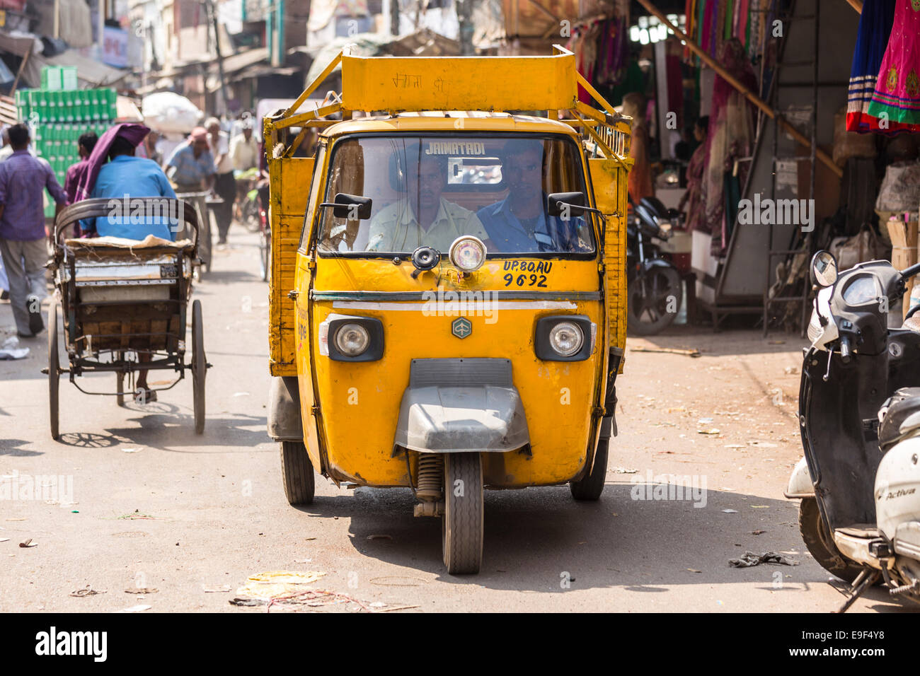 Autoricksaw in Kinari Basar, Agra, Uttar Pradesh, Indien Stockfoto