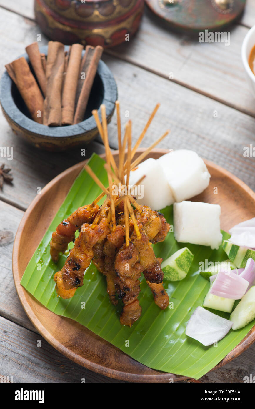 Chicken Satay beliebte asiatische Speise Stockfoto