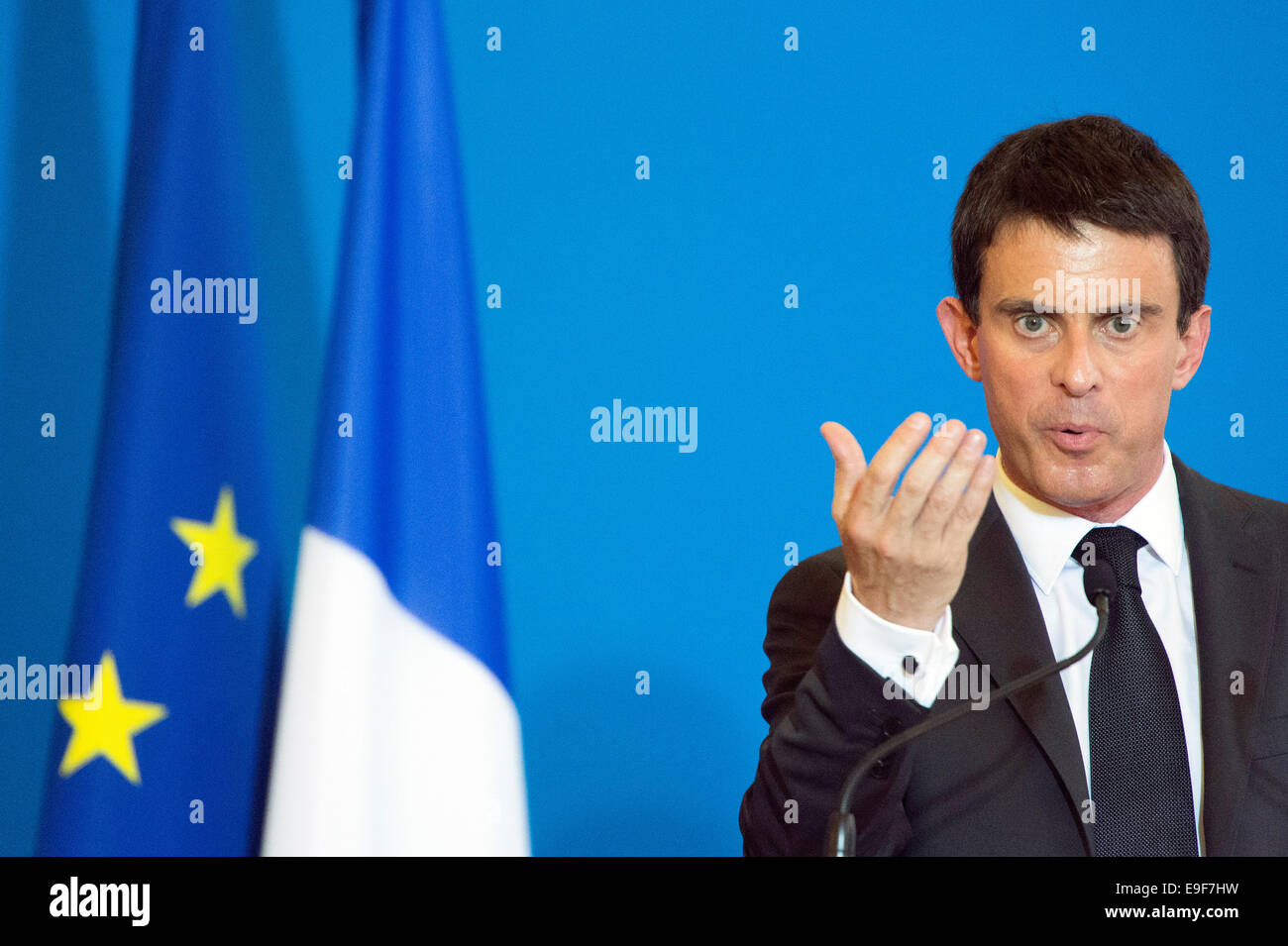 Clermont-Ferrand (Zentrum Frankreichs): treffen auf Gebietsreform mit Manuel Valls auf 2014/07/02 Stockfoto