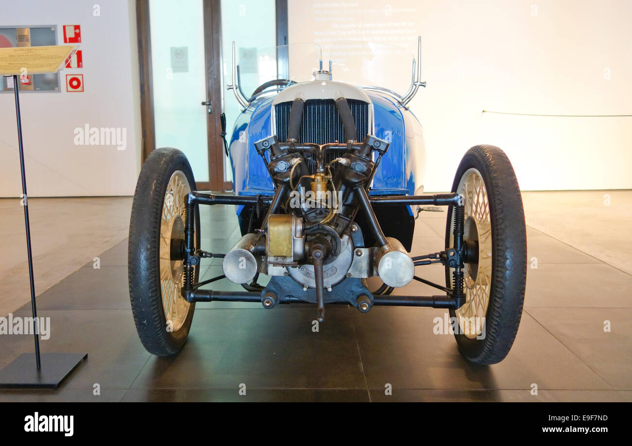 1928 Morgan 3 Wheeler am Auto, Automobil Museum von Málaga, Andalusien, Spanien. Stockfoto