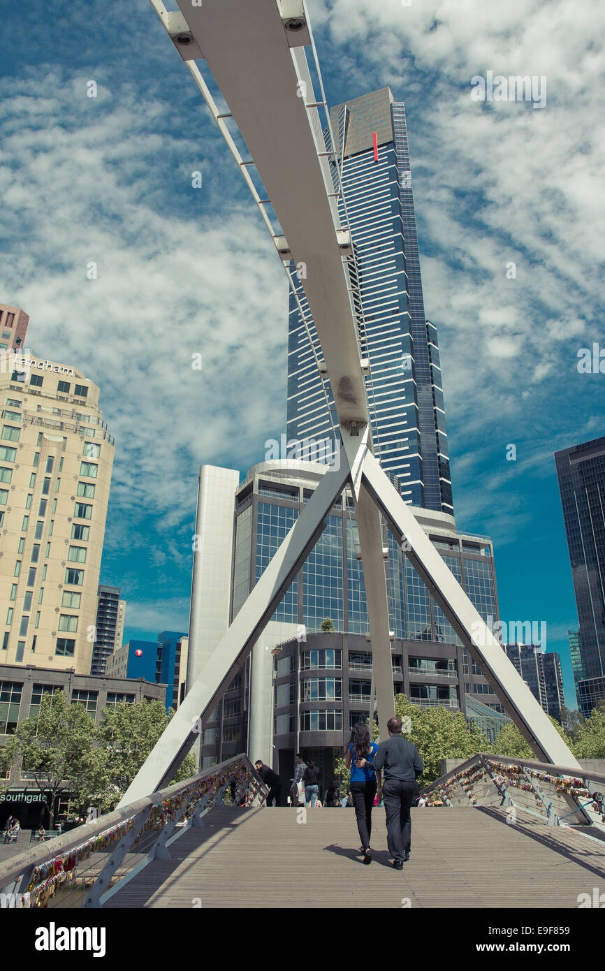 Southgate Fußgängerbrücke Southbank Melbourne Australien Stockfoto