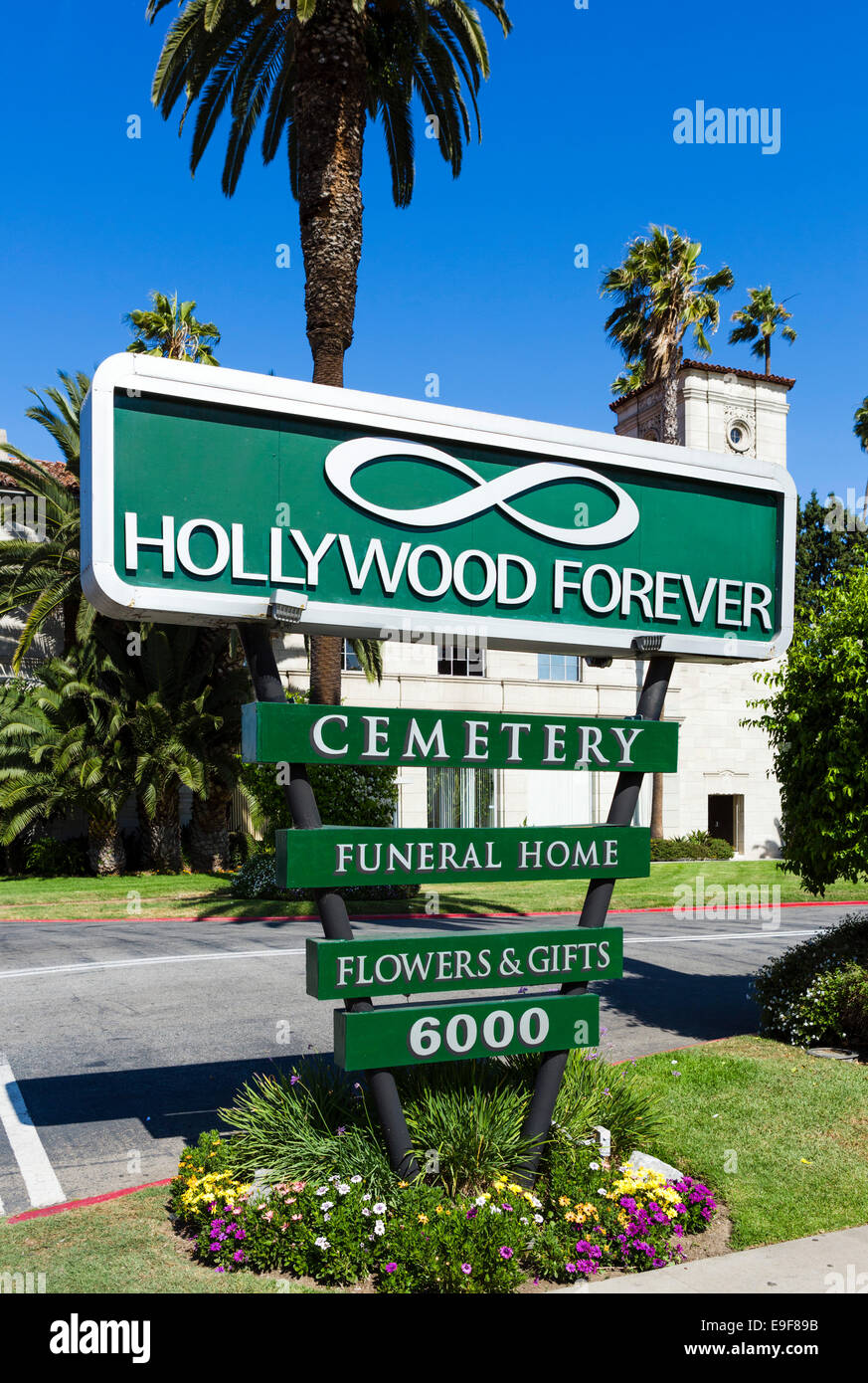 Hollywood Forever Cemetery, wo viele berühmte Persönlichkeiten begraben sind, Santa Monica Boulevard, Hollywood, Los Angeles, Kalifornien, USA Stockfoto
