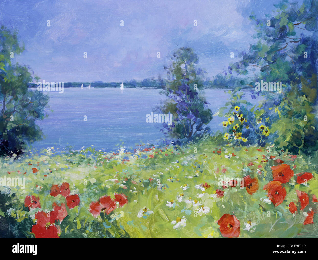 Sommer-Landschaftsmalerei Stockfoto