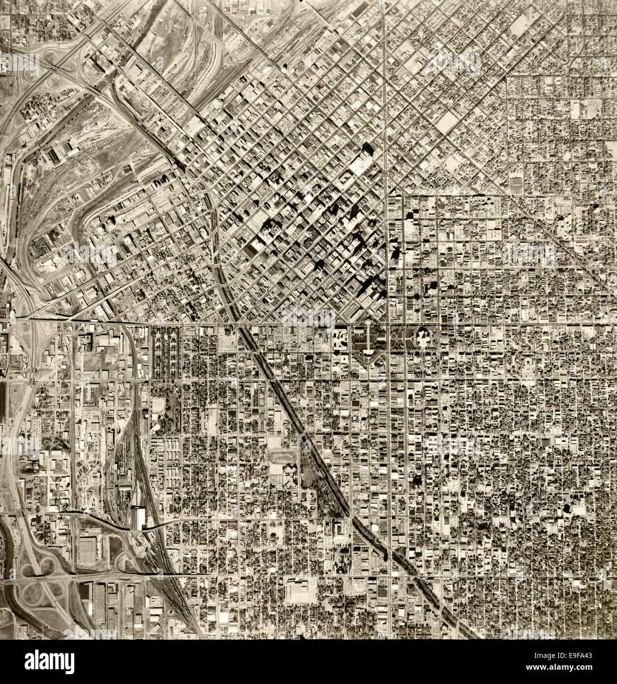 historische Luftaufnahme Denver, Colorado, 1964 Stockfoto
