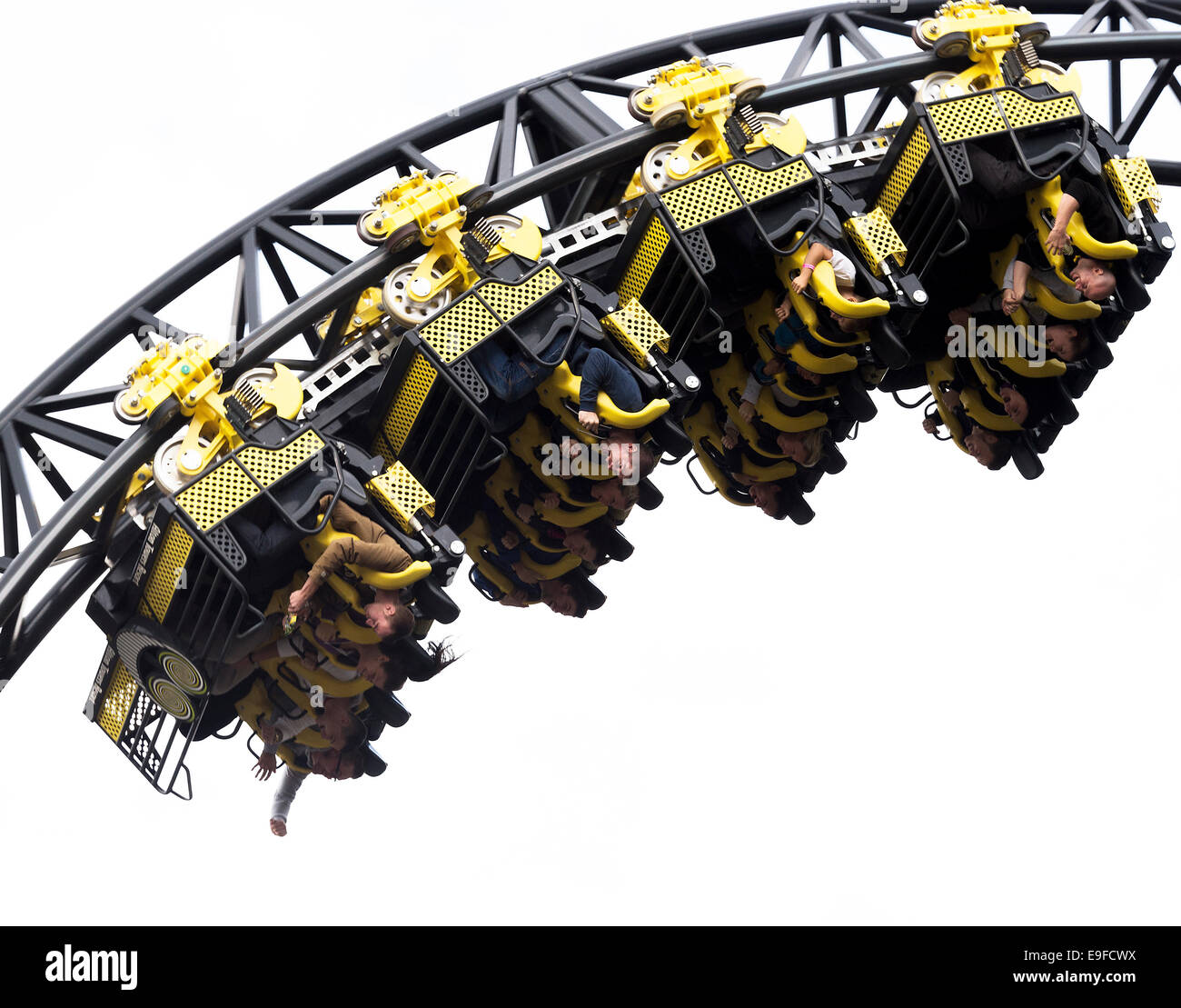 Das Smiler Achterbahnfahrt im Alton Towers Themenpark in der Nähe von Cheadle Staffordshire England Vereinigtes Königreich UK Stockfoto
