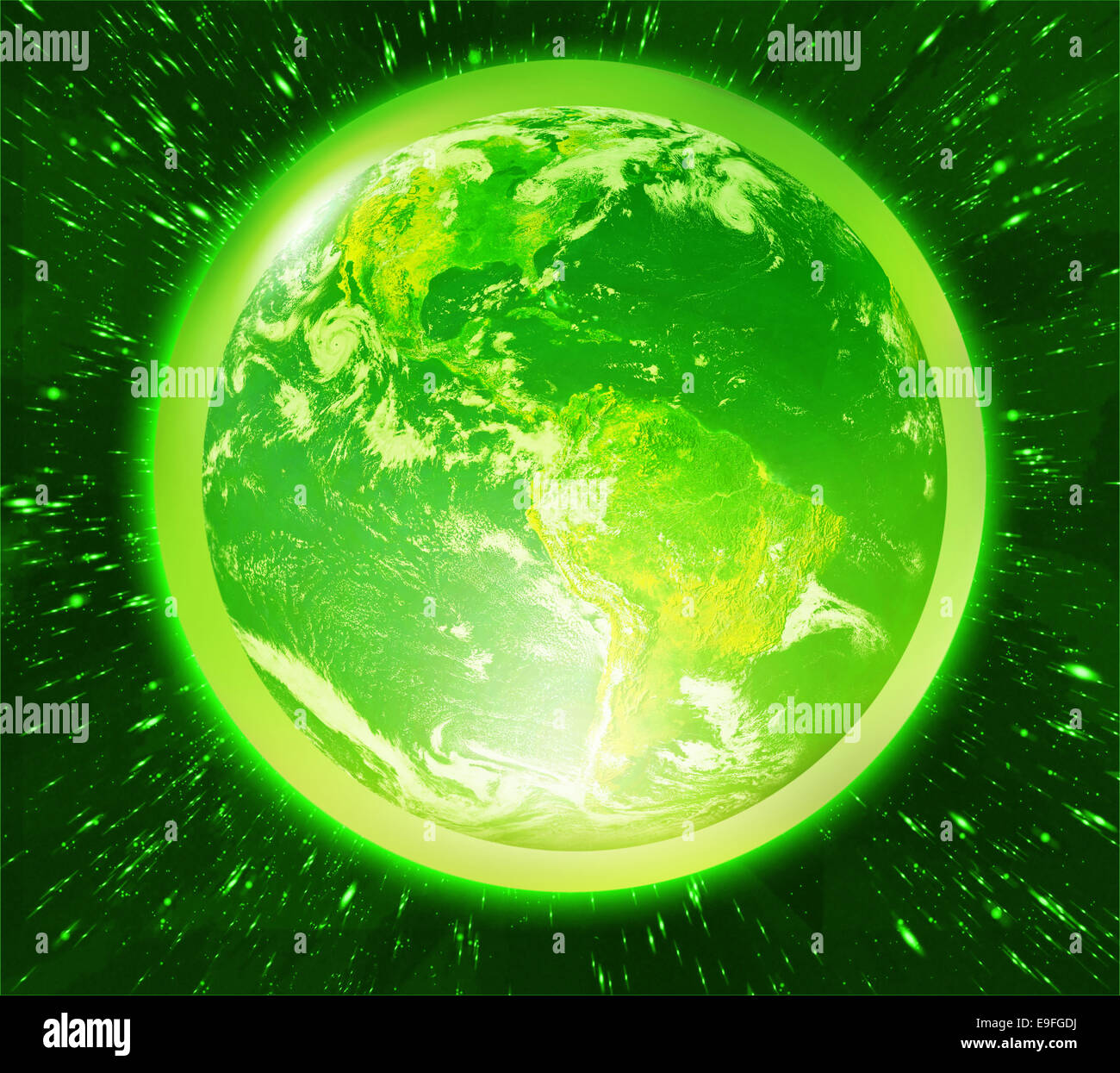 Grüne Erde im Weltraum Stockfoto