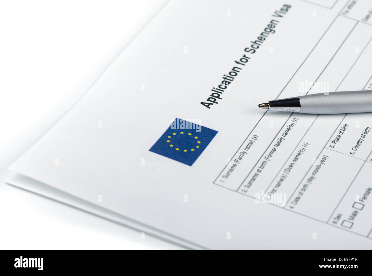 Applikation für Schengen-Visum Stockfoto