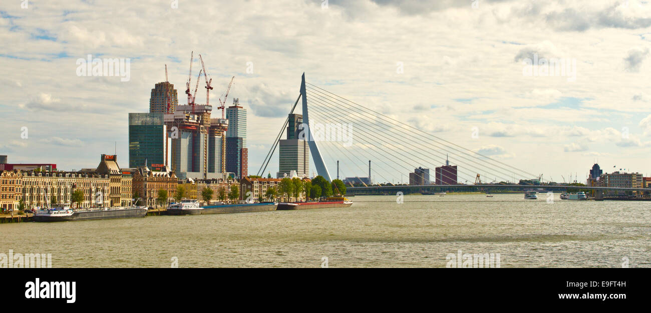 Rotterdam und der Erasmus-Brücke Stockfoto