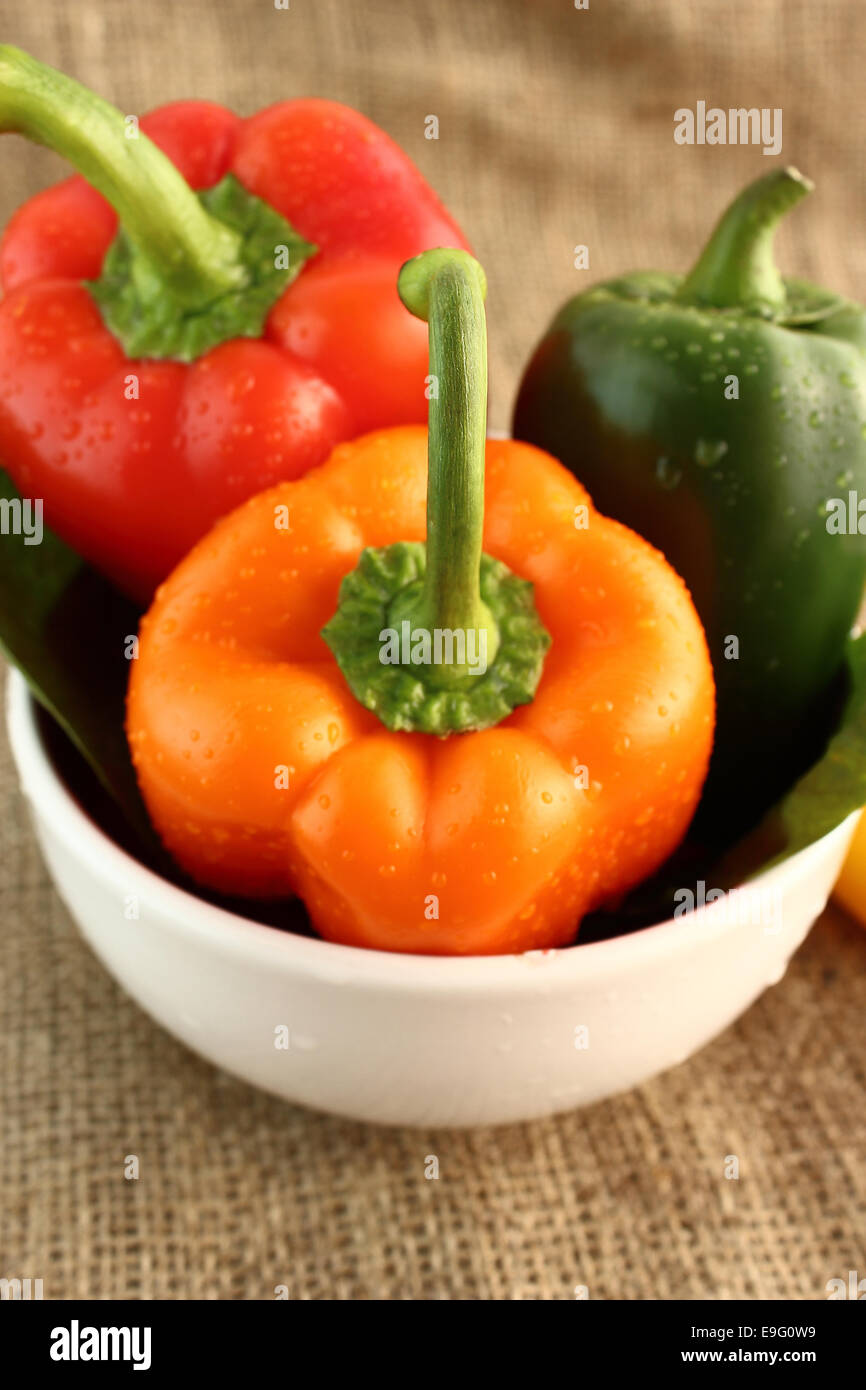 Rot, Orange und gelbe Paprika Stockfoto