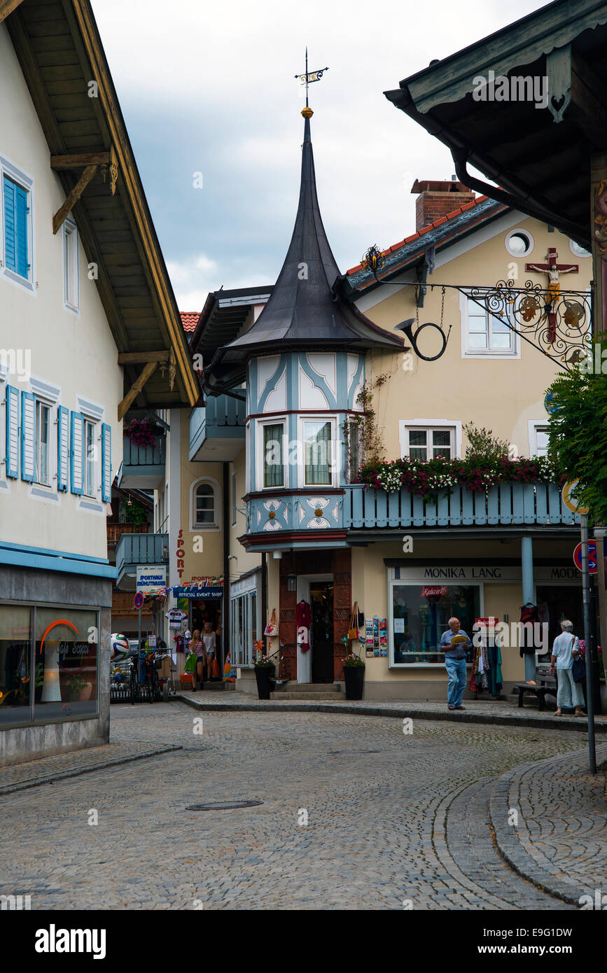 Schöne dekorative Haus, Oberammergau, Gemeinde im Landkreis Garmisch-Partenkirchen, Bayern, Deutschland, Europa Stockfoto