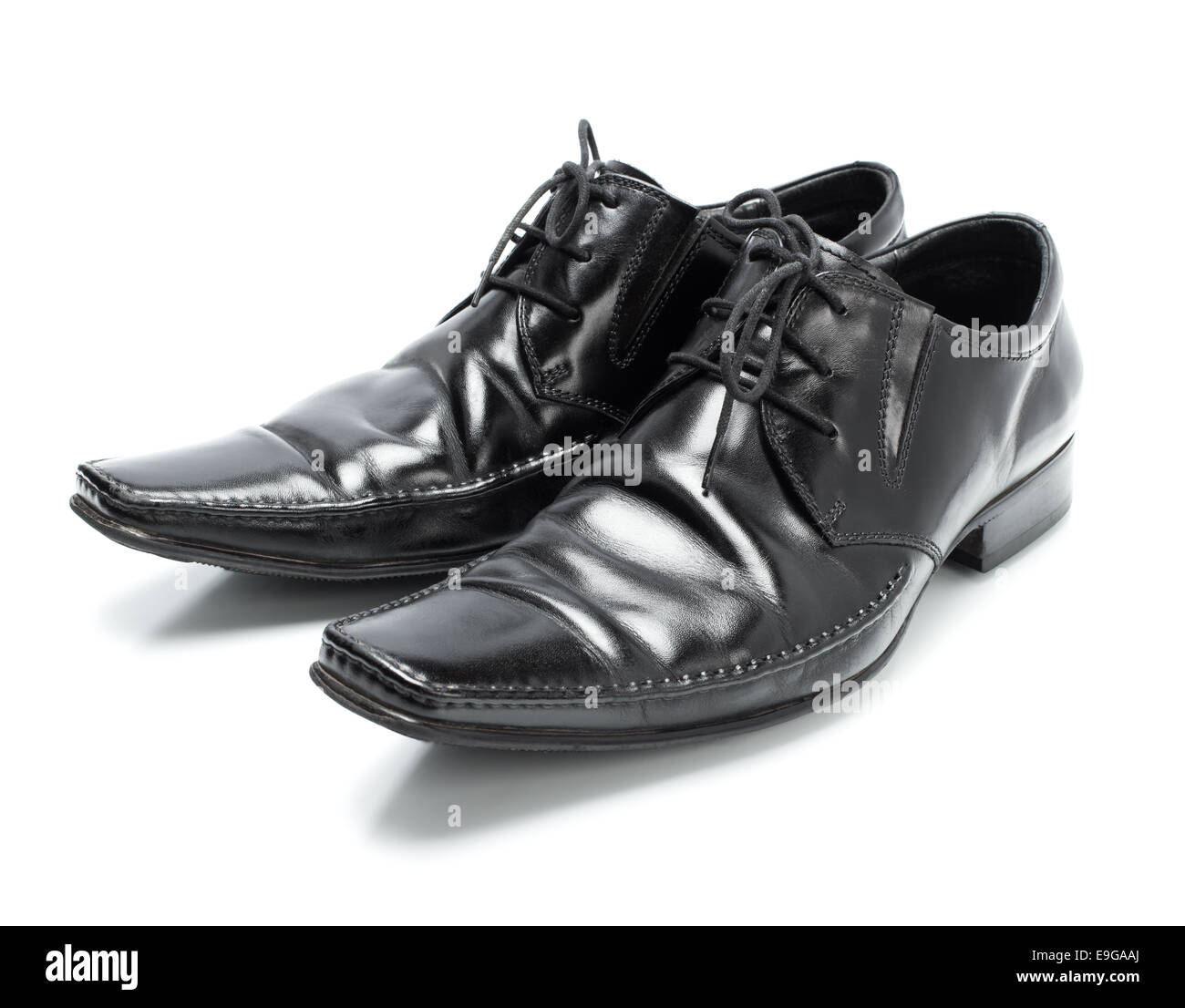 Herren Schuhe Closeup auf weißem Hintergrund Stockfoto