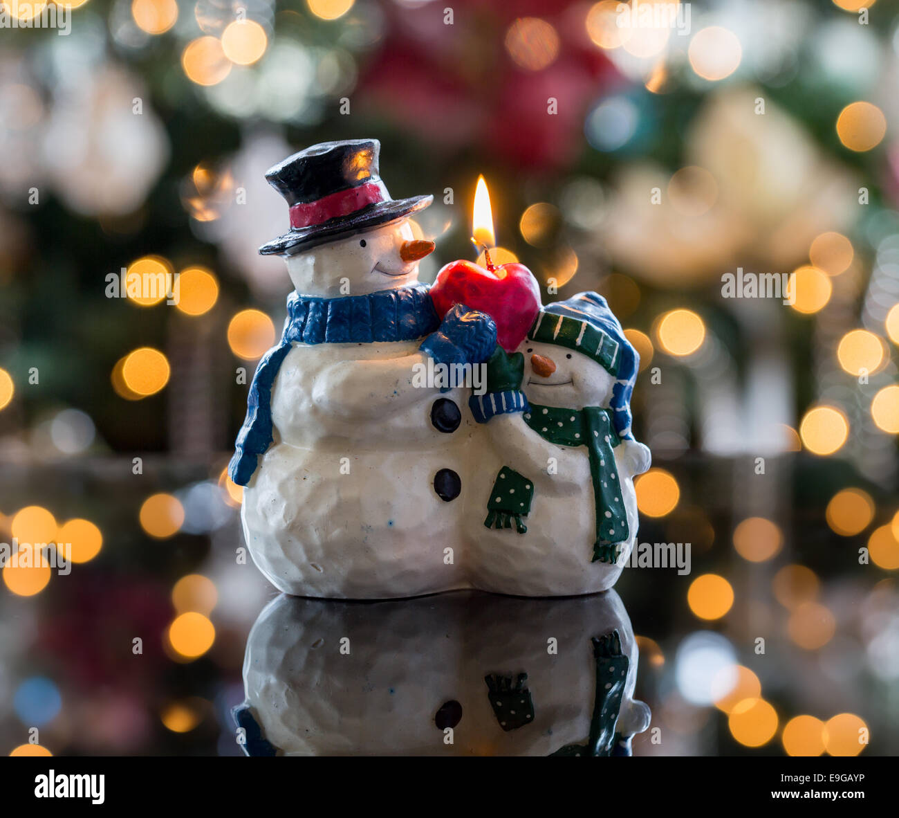 Weihnachten Schneemänner Kerze an Weihnachten Stockfoto