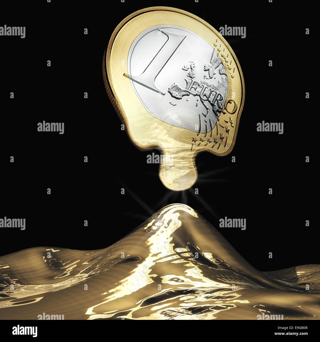 Schmelzende Euro Stockfoto
