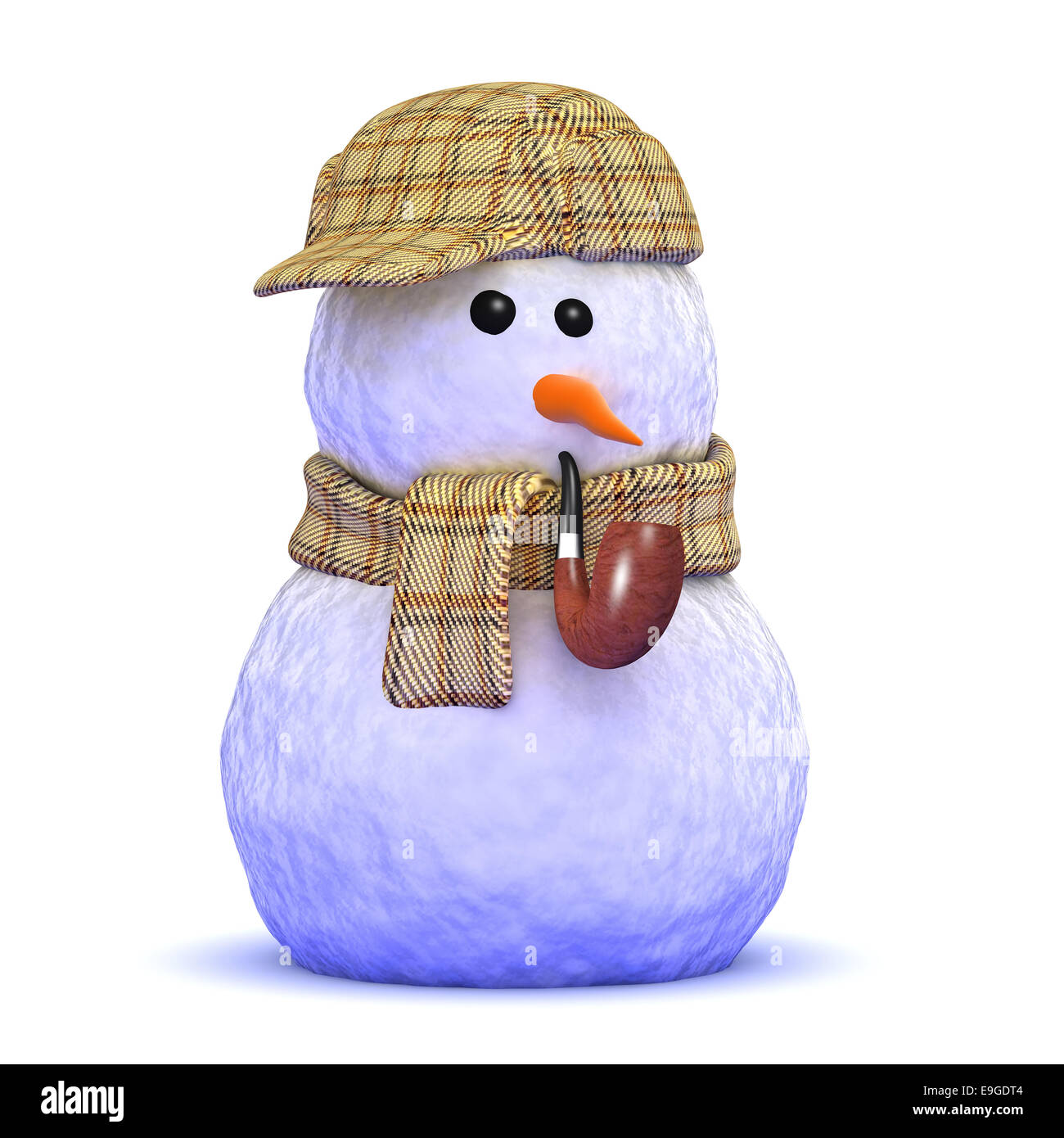 3D Rendering eines Schneemannes tragen eine Tweed deerstalker Stockfoto 3D Rendering eines Schneemannes tragen eine Tweed deerstalker Stockfoto