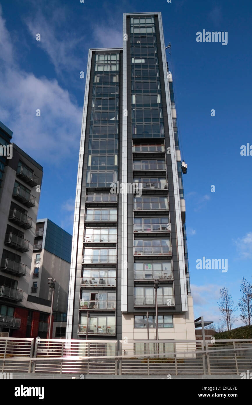 Neue Wohnungen in Glasgow Harbour Entwicklung. Teil der Clyde am Flussufer regeneration Stockfoto