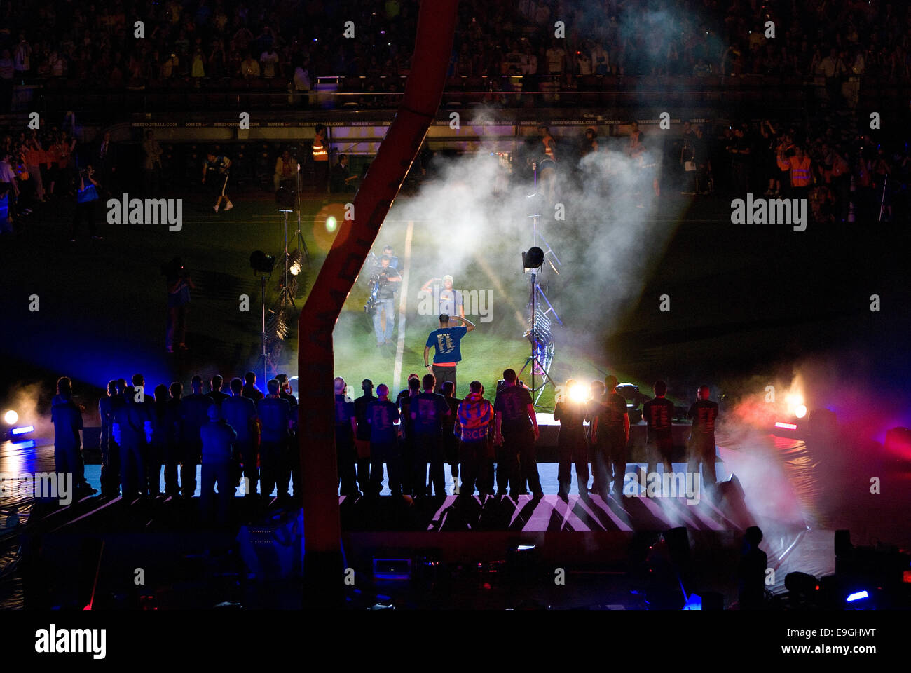 BARCELONA - 28 Mai: FC Barcelona Fußball-Nationalmannschaft feiert im Camp Nou-Stadion den Titel Consecuation der spanischen Liga. Stockfoto