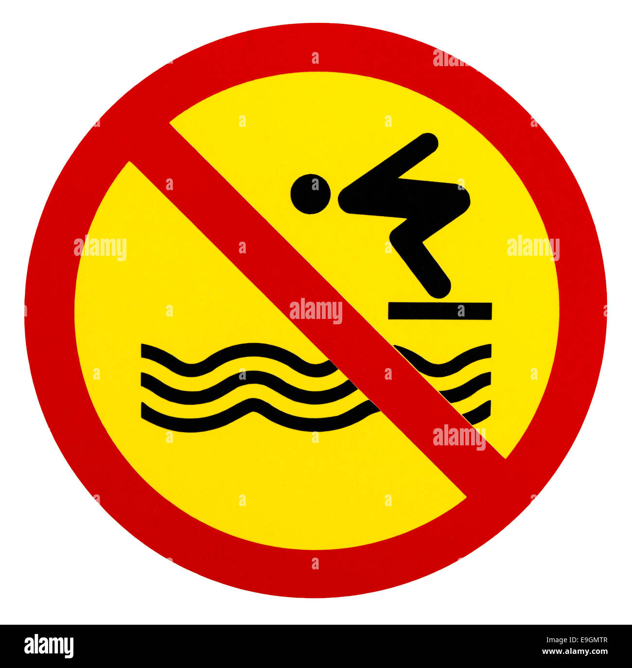 Schild Warnung für kein Rettungsdienst vor weißem Hintergrund Stockfoto