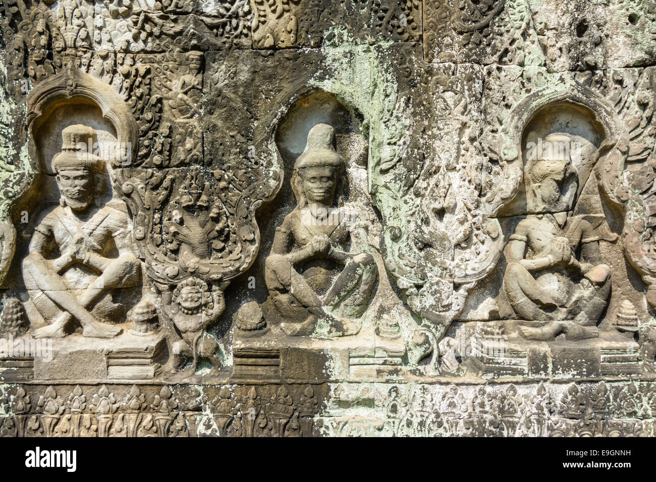 Das Basrelief am alten Tempel von Angkor Wat, Kambodscha Stockfoto