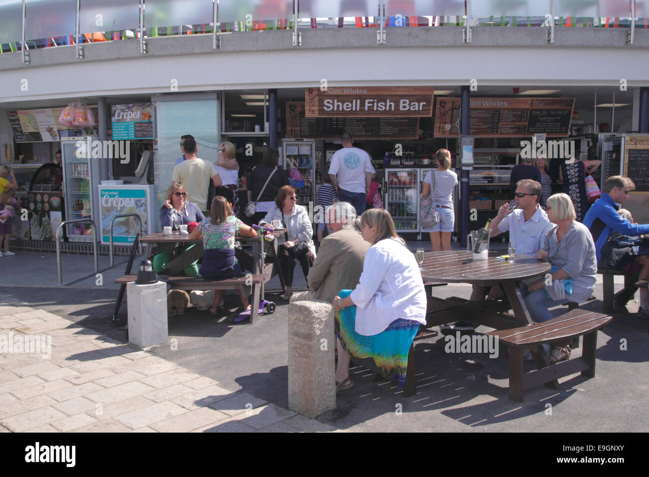 Gee Muschel weißen Fisch Bar Swanage Dorset-England Stockfoto