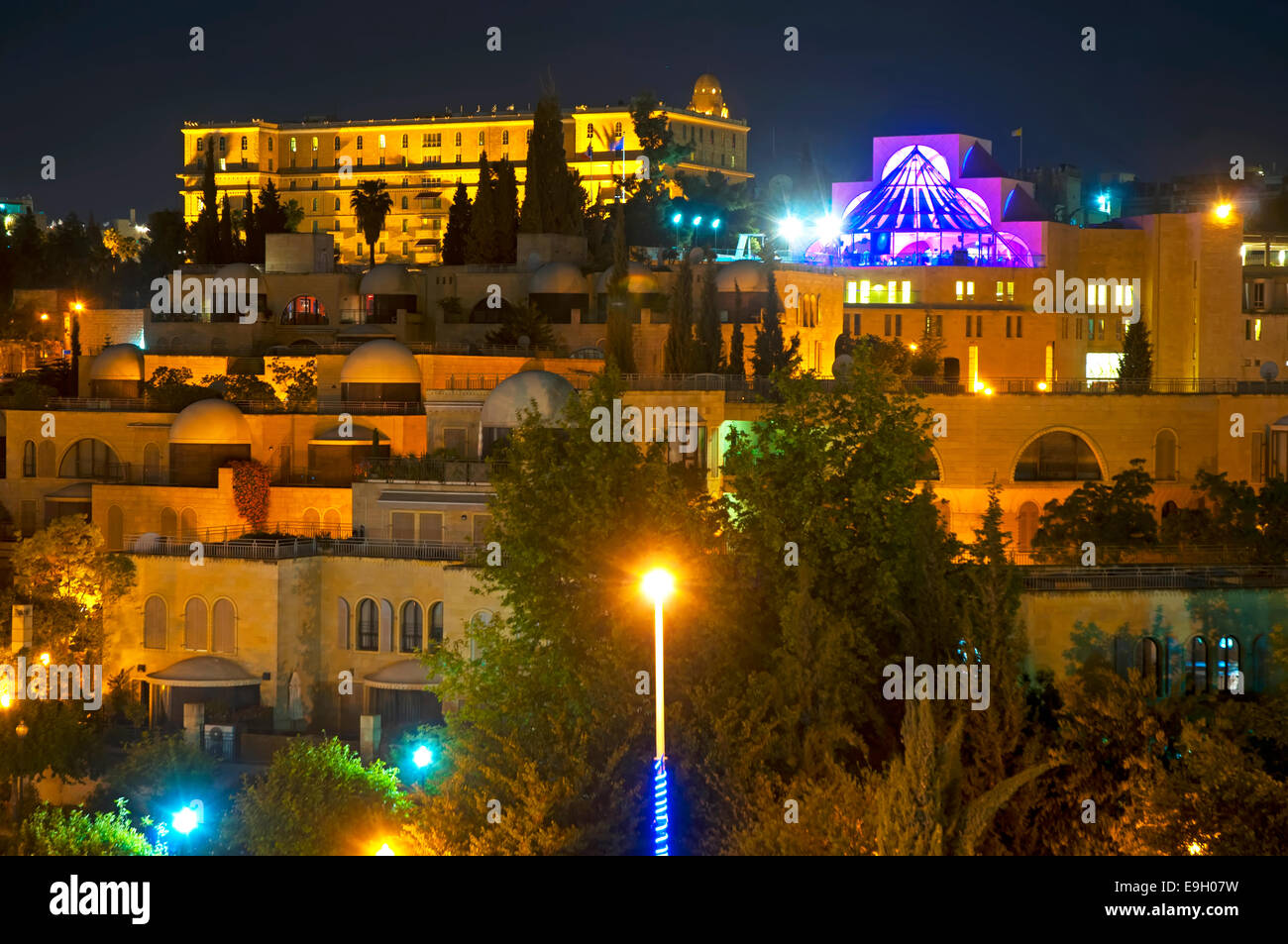 Mamilla ansässige komplexes, Jerusalem bei Nacht Stockfoto