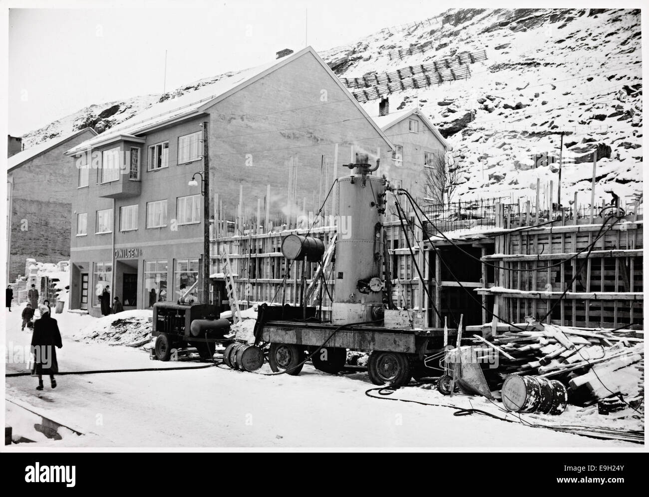 K41-025 Bygging Av Hammerfest folkebibliotek Stockfoto