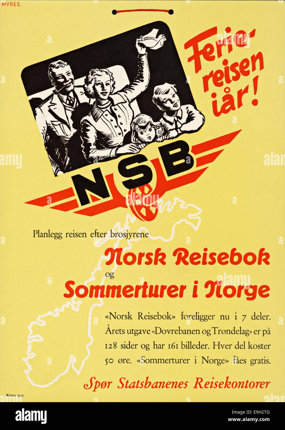 NSB Feriereisen Iår! Planlegg Reisen Efter Brosjyrene Norsk Reisebok Og Sommerturer ich Norge Stockfoto